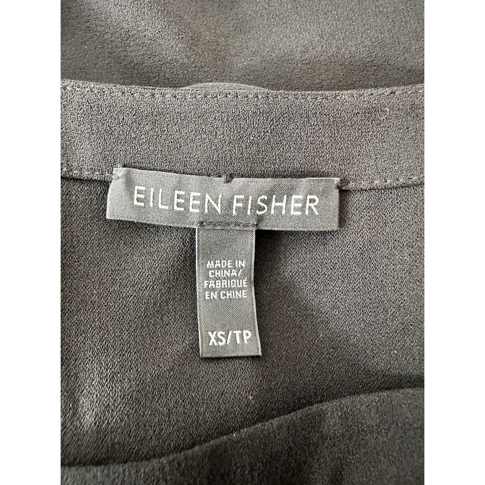 Eileen Fisher 100% Silk Tunic Top Women's XS oversized Black Long Sleeve Elegant - Picture 3 of 9